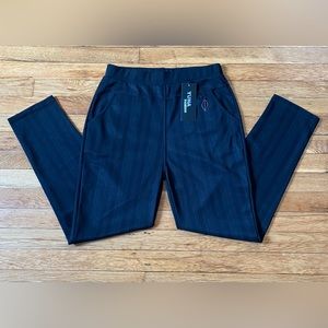 NWT Yuna Fashion leggings black pinstripe stretch leaf suit pants pockets